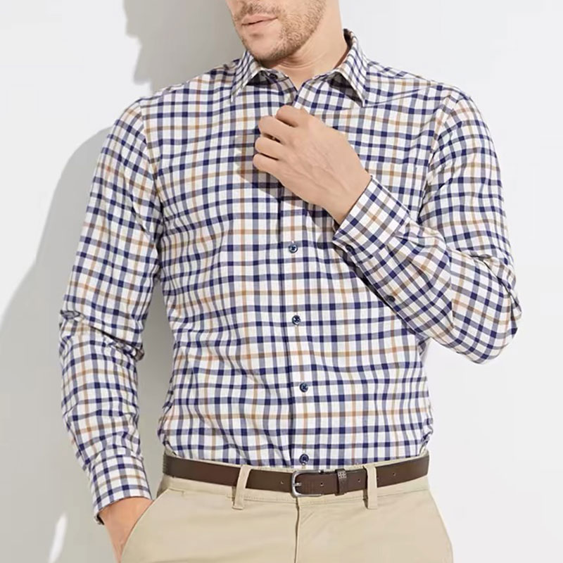 Men Formal Wear Top - Herren Langarmhemd aus reiner Baumwolle atmungsaktiv