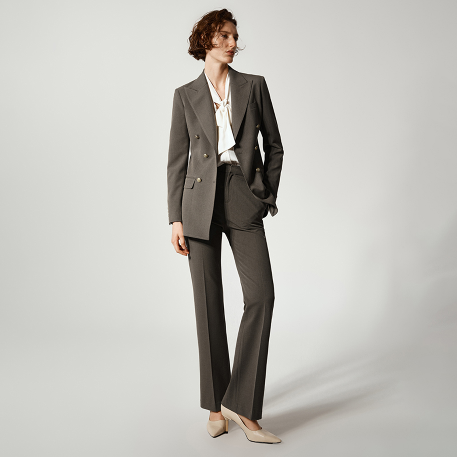 Double Breasted Blazer - Allingentle Damen-Hosenanzug, 2-teiliges Set, klassischer zweireihiger