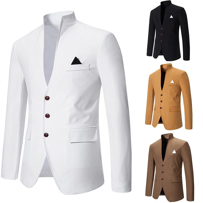 Men Formal Wear Top - Lässiger Hochzeits-Smoking für Herren, Formeller Kragenloser