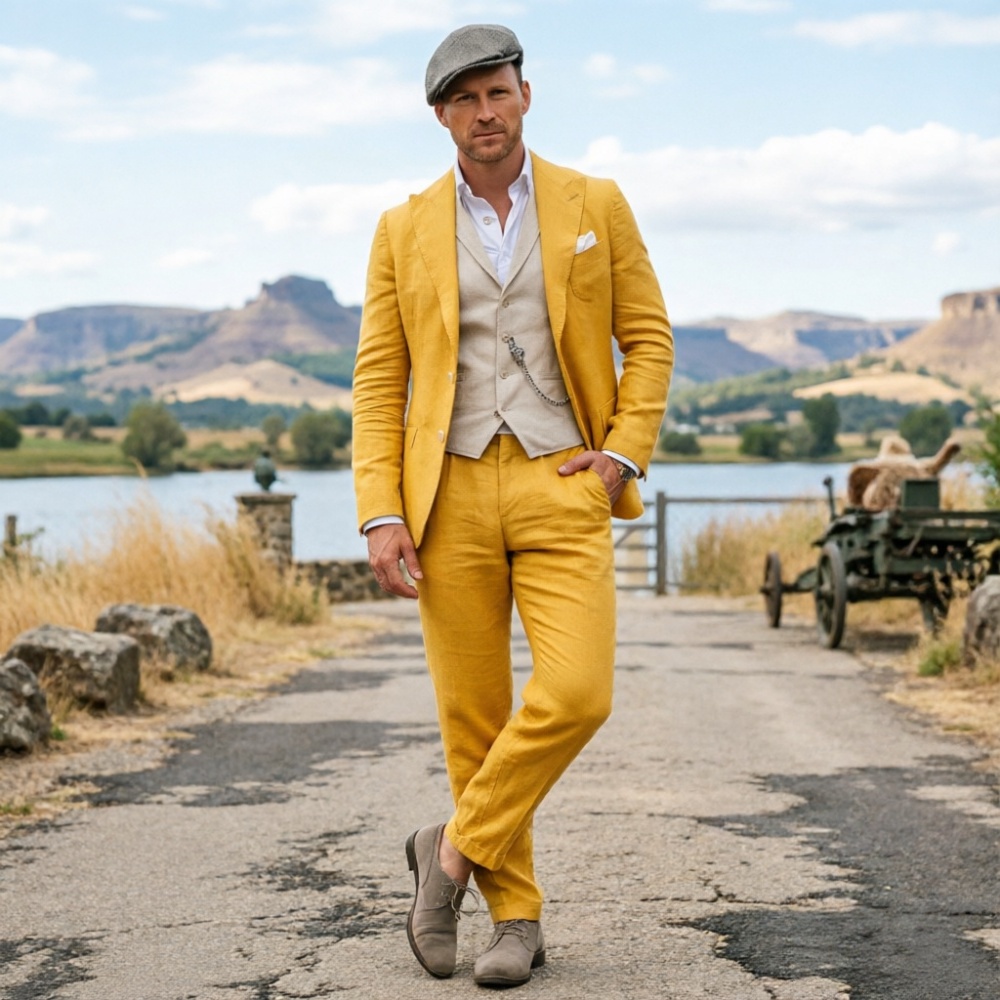 Salbeigrüner Leinenanzug für H – Men Formal Party Wear Outfit Bewertung und Preis