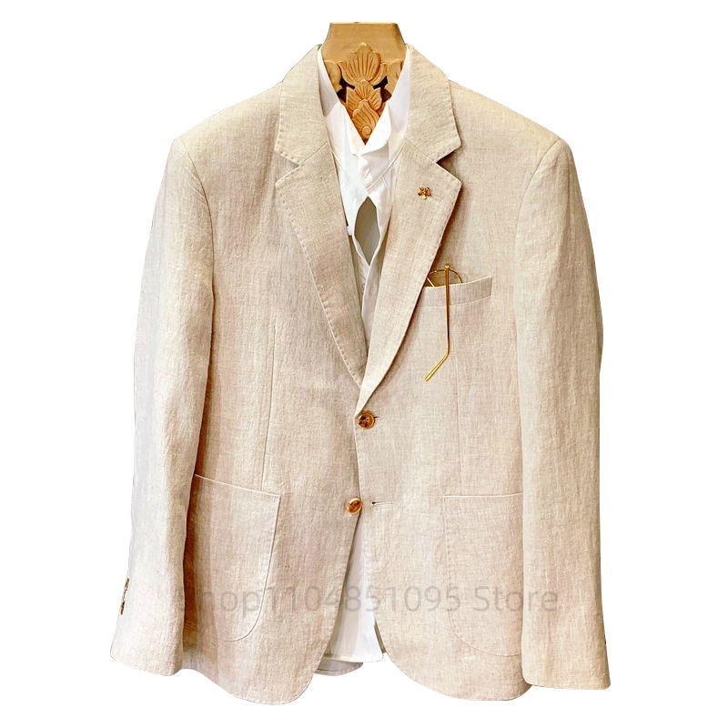 Beiger Herrenanzug Leinen-Blaz – Men Formal Wear Top Bewertung und Preis