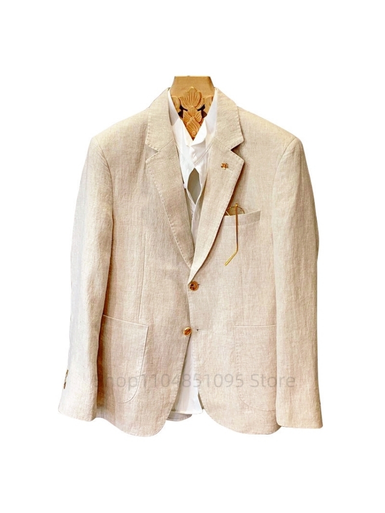 Beiger Herrenanzug Leinen-Blaz – Men Formal Wear Top Bewertung und Preis